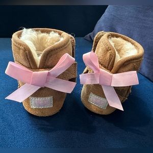 Baby UGGs worn 3 times camel and pink with bows